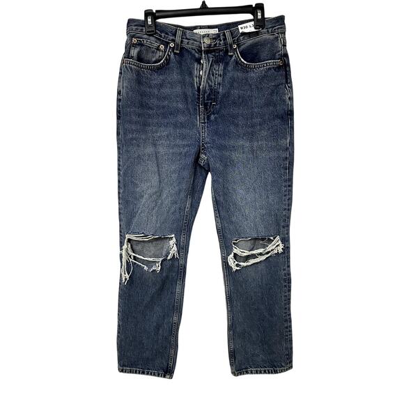 Topshop Women's Dad Jeans Distressed High Rise 8/30 NWT Button Fly - Picture 2 of 9